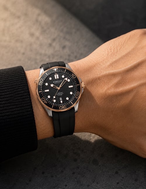 Kompass Ocean Pilot Rose Gold Silver Black (6)