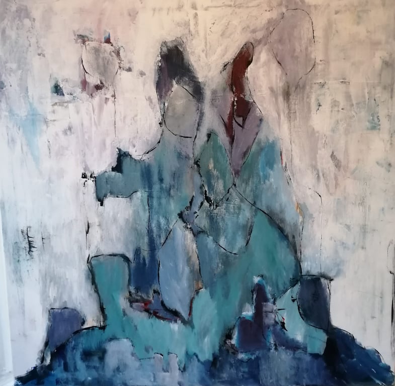Abstrakt maleri 100×100 cm Nr. 9