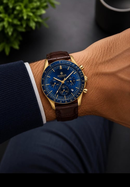Kompass ChronoSpeed Gold Blue Brown (5)