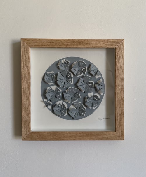 20x20cm, 3D papercut, dueblå, indrammet  (3)