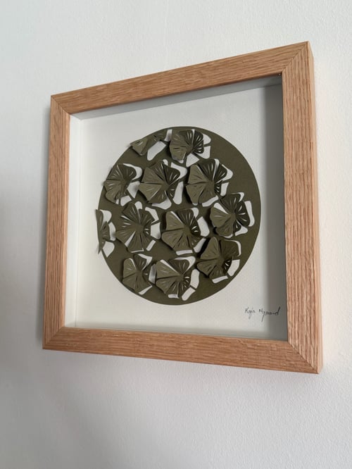 20x20cm, 3D papercut, oliven, indrammet  (2)