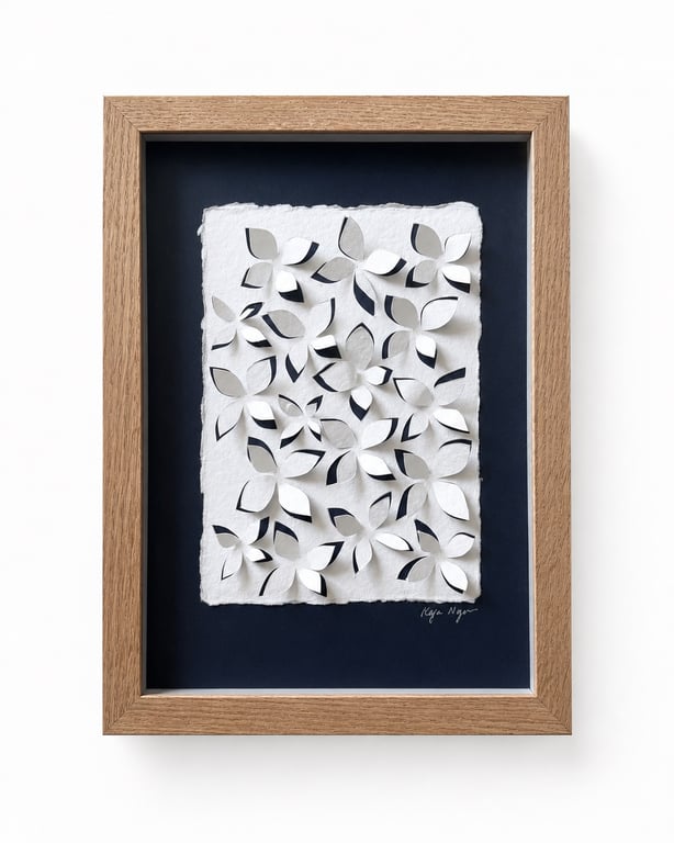 A4, 3D papercut, indrammet