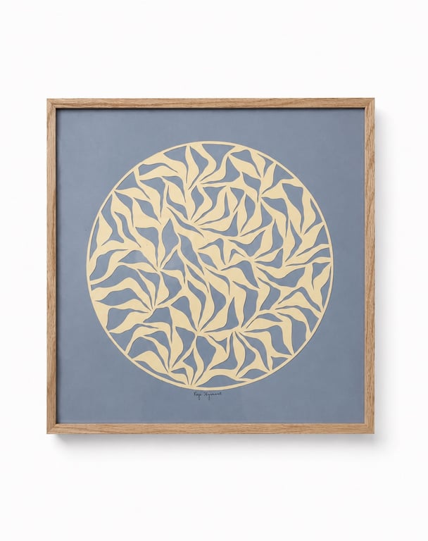 40x40cm, papercut, indrammet 