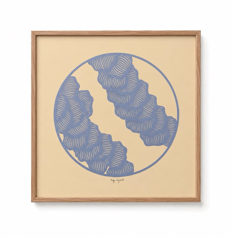 40x40cm, papercut, indrammet 