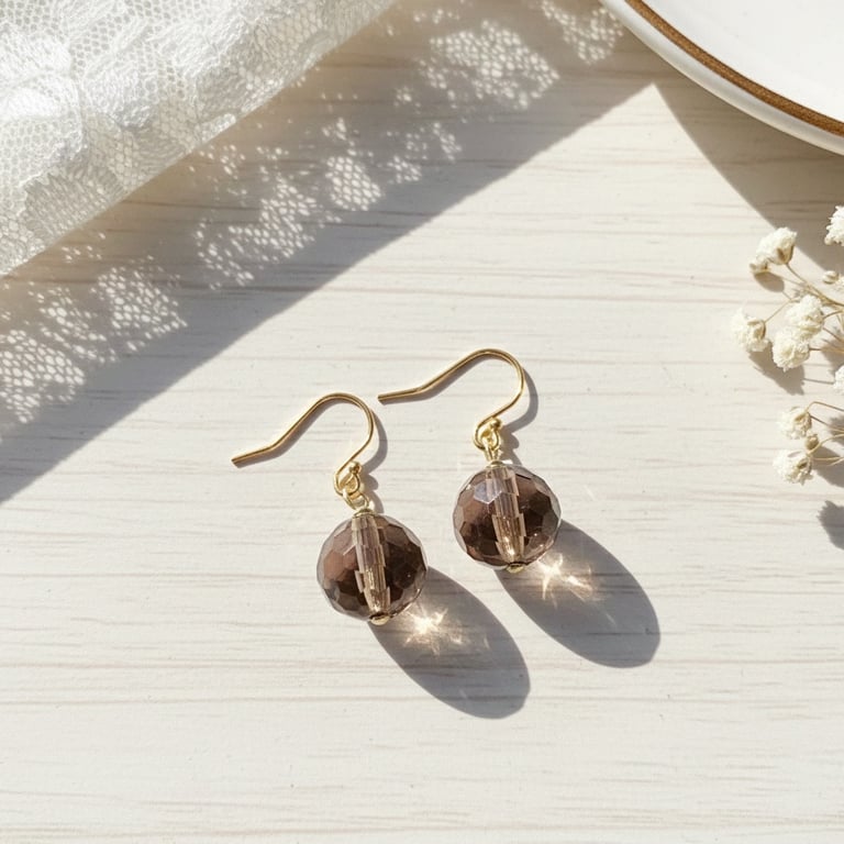 Earrings with Smoky quartz  billede 3