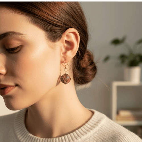 Earrings with Smoky quartz  (2)