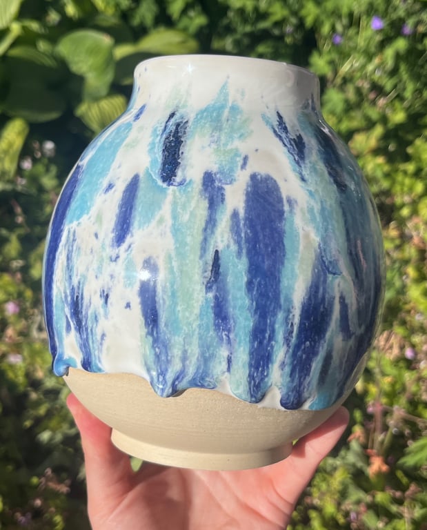 Vase, Blå dryp (a) (dh)