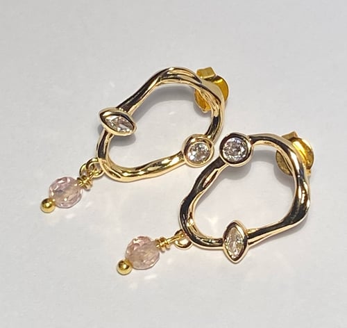 Earrings with organic look and zirconia  (4)