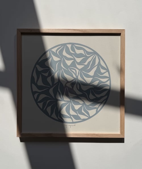 30x30cm, papercut, dueblå, indrammet  (2)
