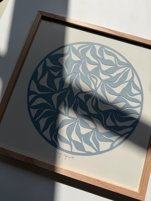 30x30cm, papercut, dueblå, indrammet  (3)
