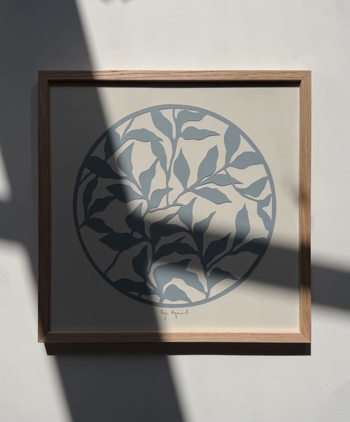 30x30cm, papercut, dueblå, indrammet  (2)