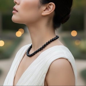 Necklace with black onyx pearls – produktbillede