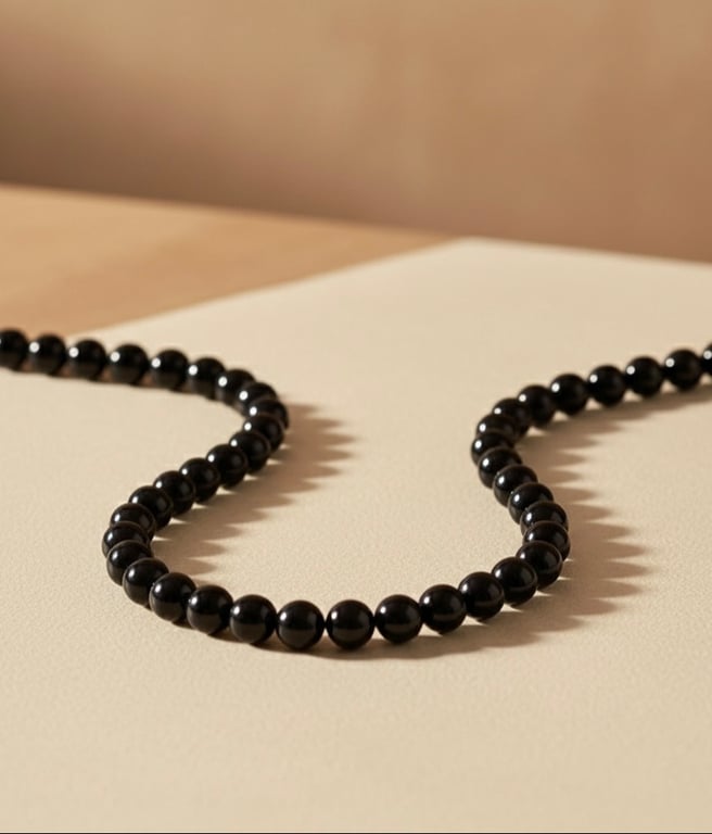 Necklace with black onyx pearls billede 3