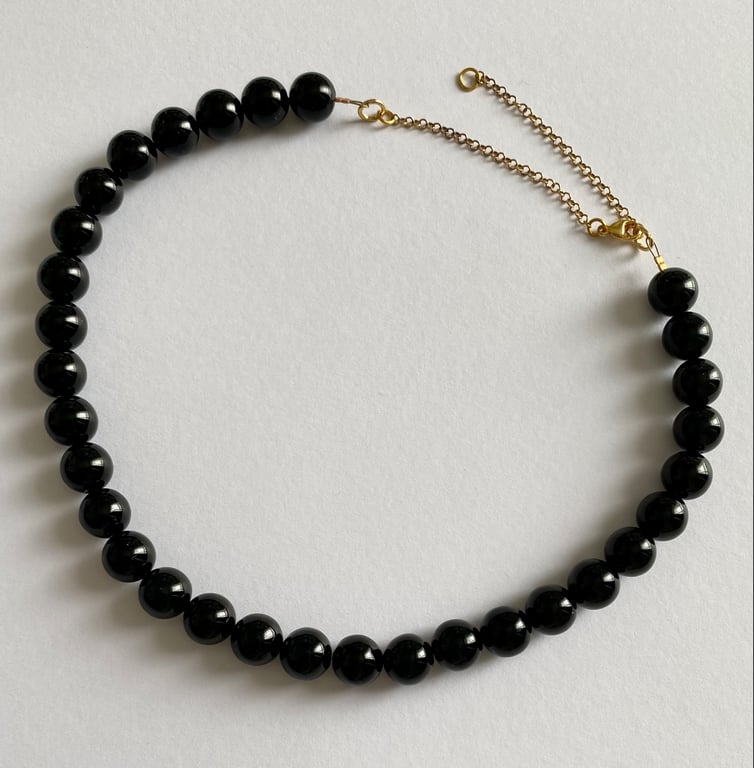 Necklace with black onyx pearls billede 2