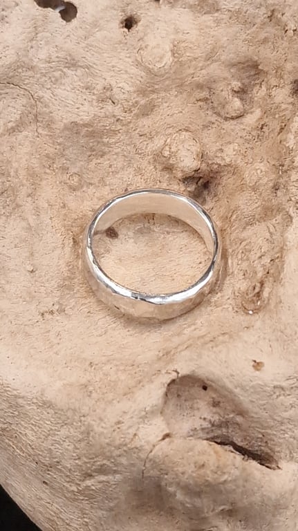 Rustik sølv ring - str 64 billede 2