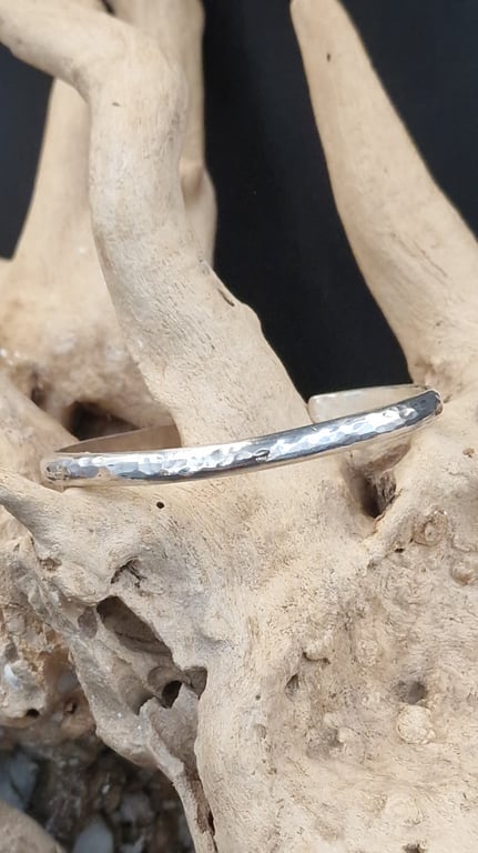Rustik sølv cuff - arm. billede 2