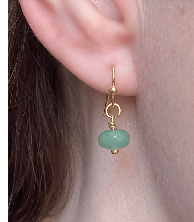 Earrings with jade green rondel