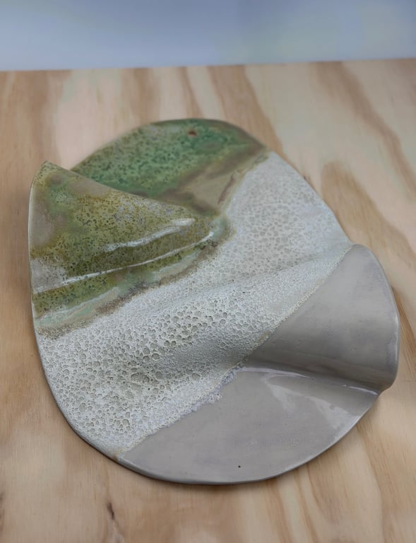 Grøn og beige med tekstur - 34 x 26 cm  billede 2