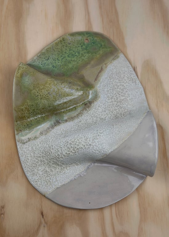 Grøn og beige med tekstur - 34 x 26 cm 