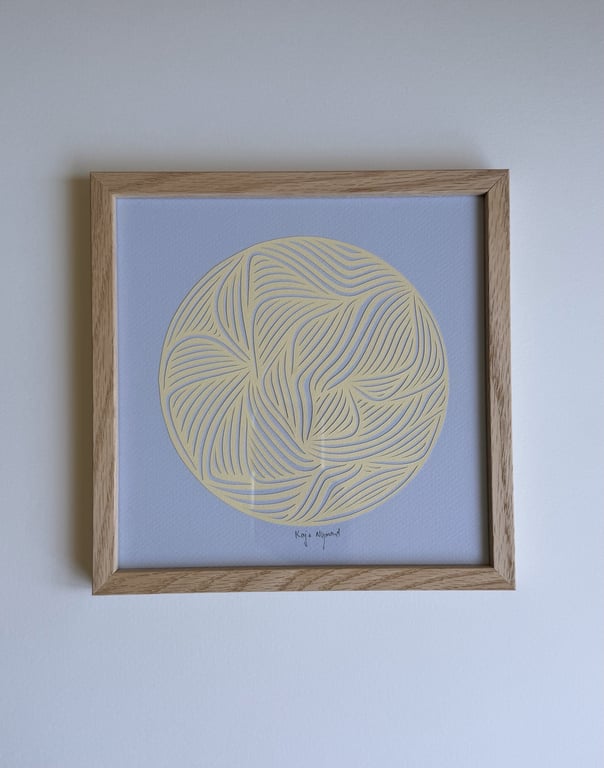 20x20cm, papercut, indrammet 