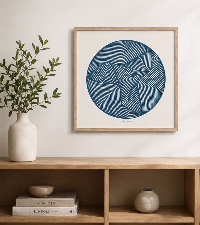 40x40cm, papercut, petroleum, indrammet 
