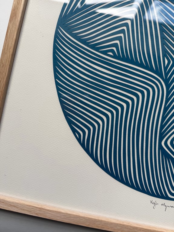 40x40cm, papercut, petroleum, indrammet  billede 4