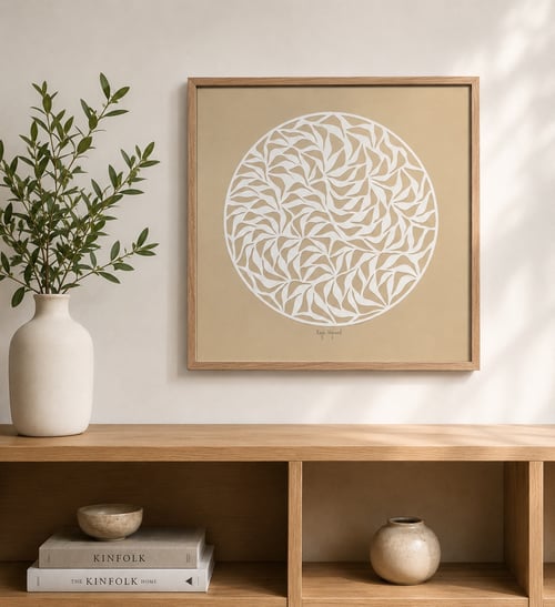 40x40cm papercut, indrammet 
