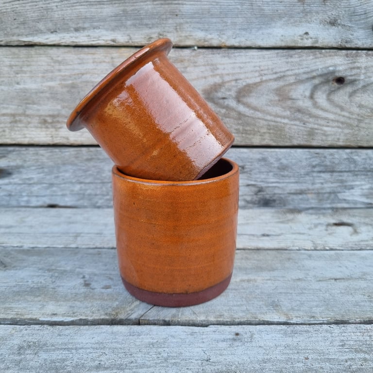 Smørklokke i brunt ler billede 4