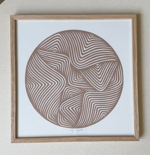 30x30cm, papercut, nougat, indrammet 