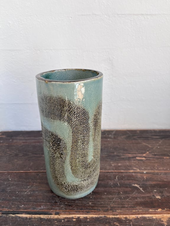 Vase, lys himmelblå med mønster billede 2
