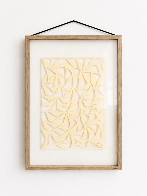 A3, papercut, pastelgul, indrammet 