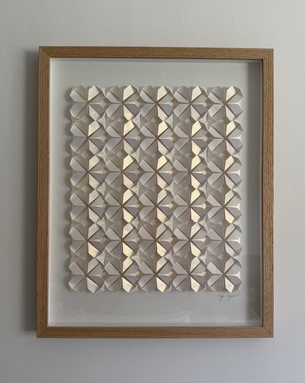 40x50cm, foldet værk, hvid, indrammet  billede 6