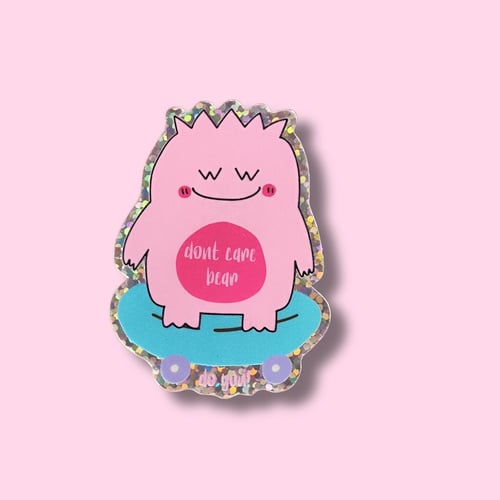 do you! Dont Care Bear, Glitter vinyl sticker