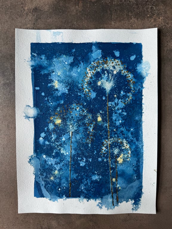 Allium #3 Cyanotype 