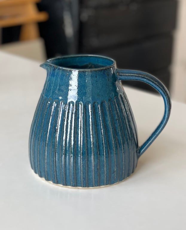 Kande m. riller, havblå - 1,5 liter
