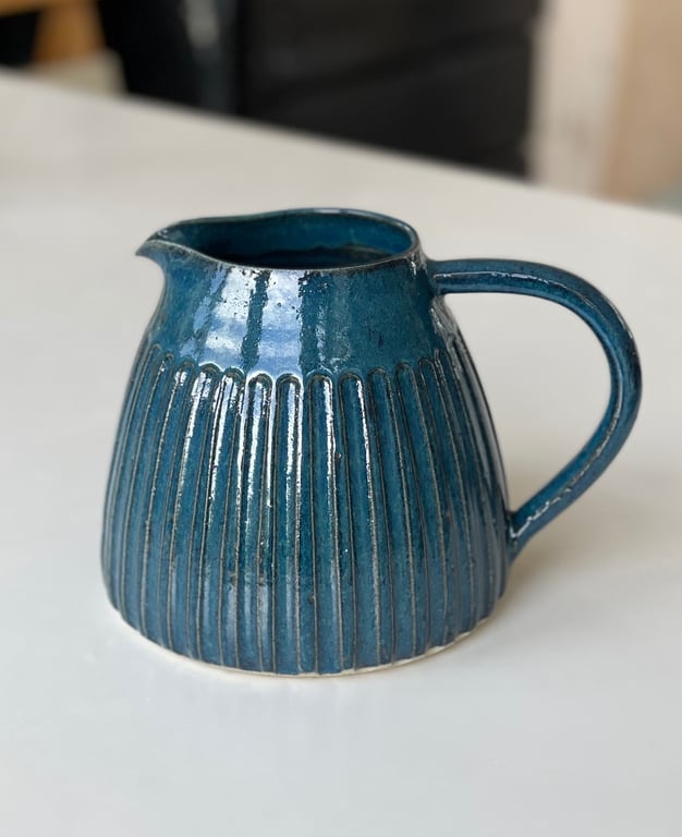 Kande m. riller, havblå - 1,5 liter
