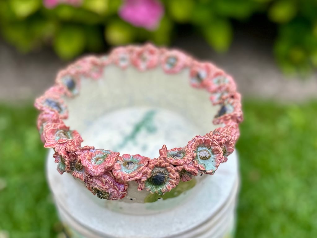 Nedsat stor blomster skål billede 3
