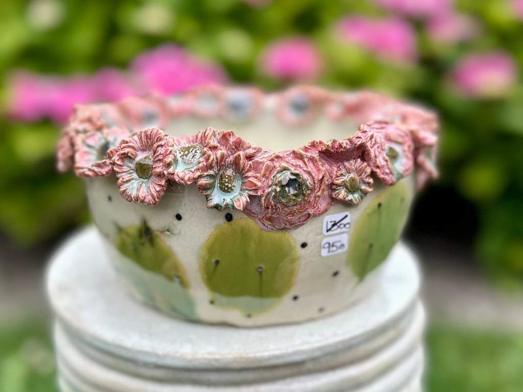 Nedsat stor blomster skål billede 2