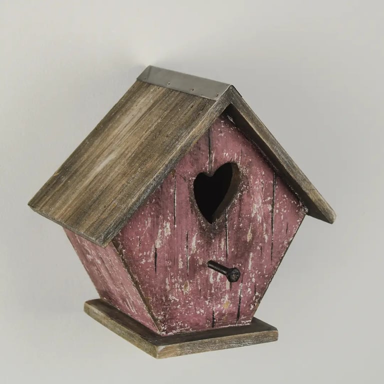 Fuglehus - rødt med "hjerterum" billede 2
