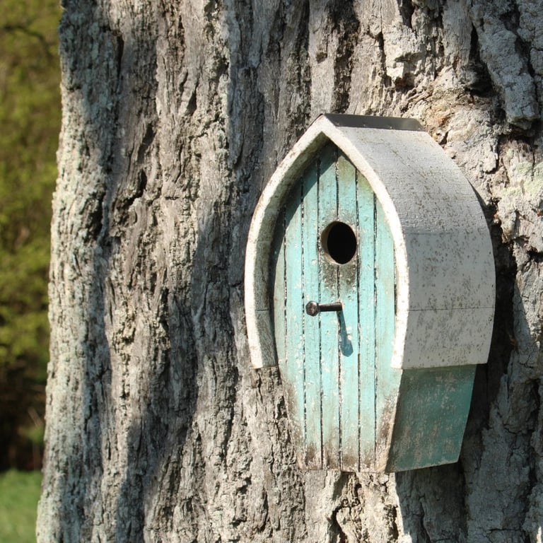 Ny sending på vej - Fuglehus - vejrslidt blå - bådform billede 11