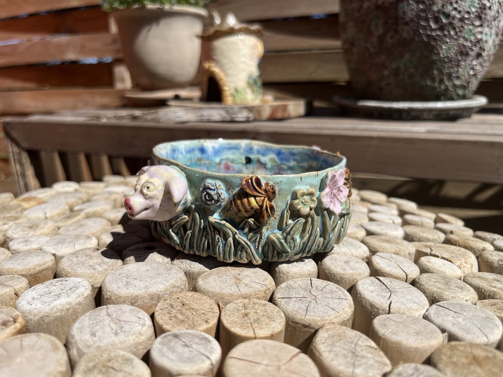 skål med gris og blomster billede 5