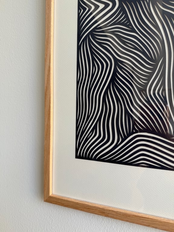 A3, papercut, midnatsblå, indrammet  billede 2