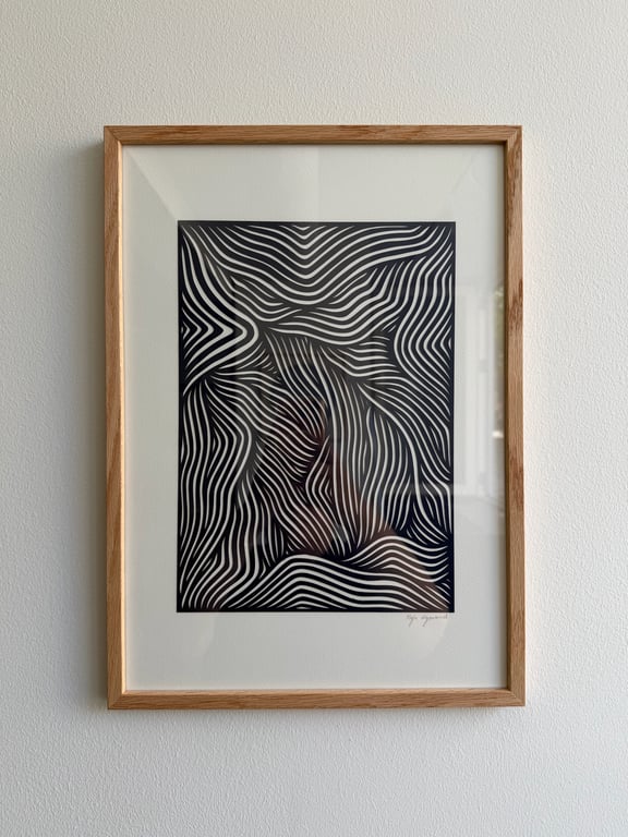 A3, papercut, midnatsblå, indrammet  billede 3