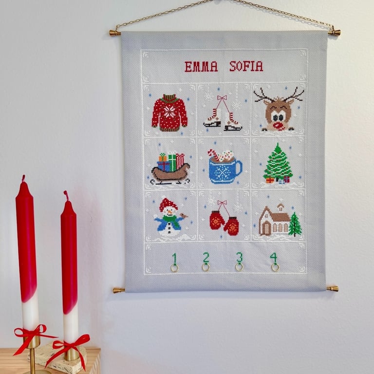 Vinter adventskalender 2039-10 str. 35 x 44 cm. billede 2