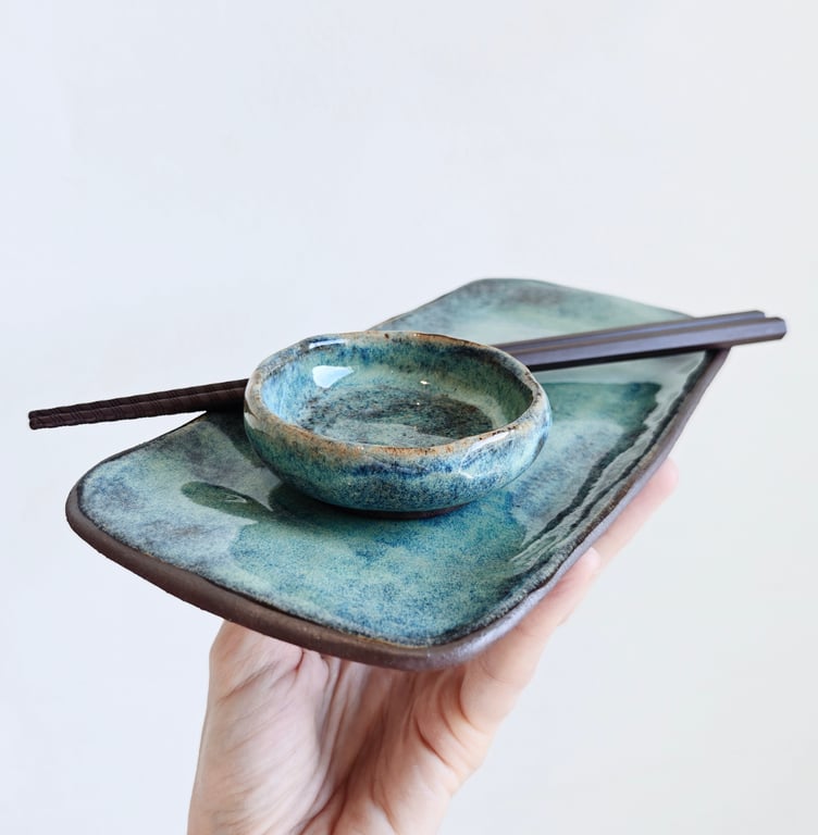 SUSHI TALLERKEN GRØNBLÅ 