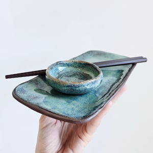 SUSHI TALLERKEN GRØNBLÅ  – produktbillede