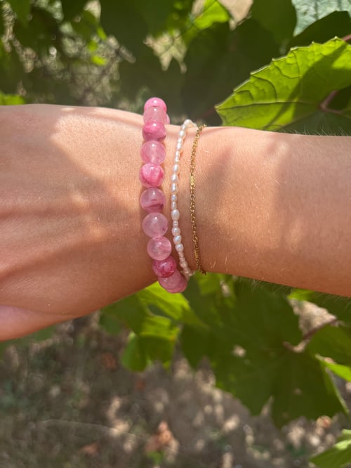 Naturlig jade perle armbånd - 8 mm  (2)