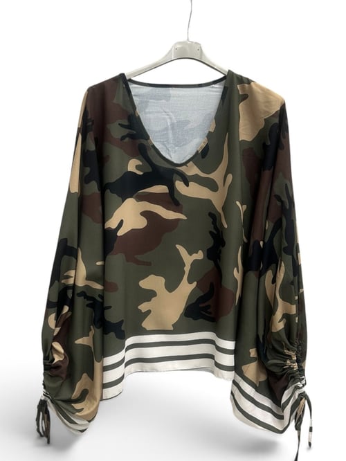 Tanya blouse m flagermus effekt, Camouflage. Onesize str. 38-48. (3)