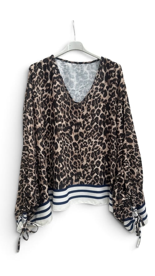 Tanya blouse m flagermus effekt, Leopard. Onesize str. 38-48. (3)