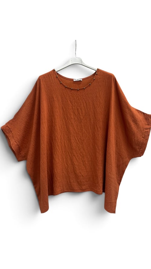 Beatrice viscose blouse. Rust. Onesize 38-48. (2)